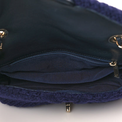 Chanel Cable Knit Small Flap Navy Blue 4 of 9