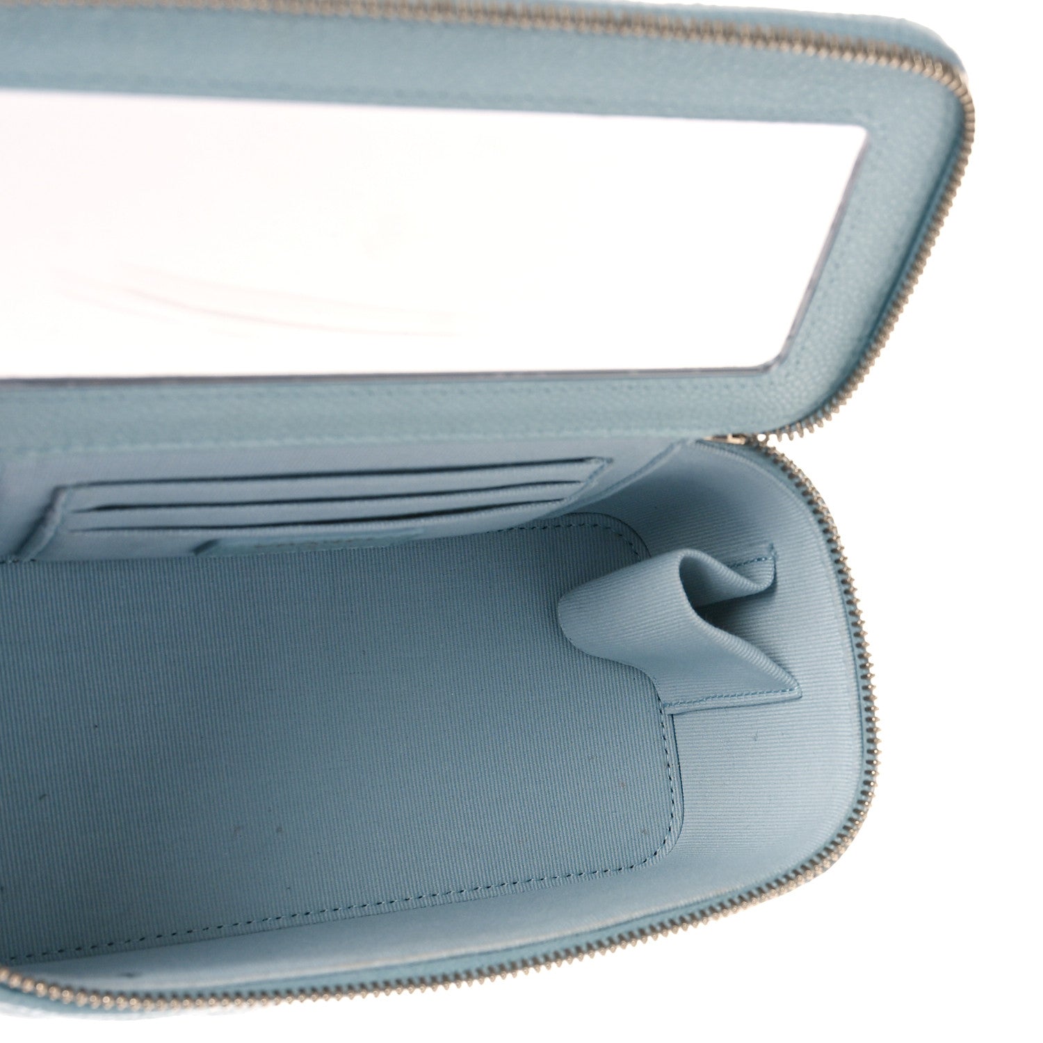 Chanel Caviar Quilted Small Tiny CC Vanity Case With Chain Light Blue 6 of 10