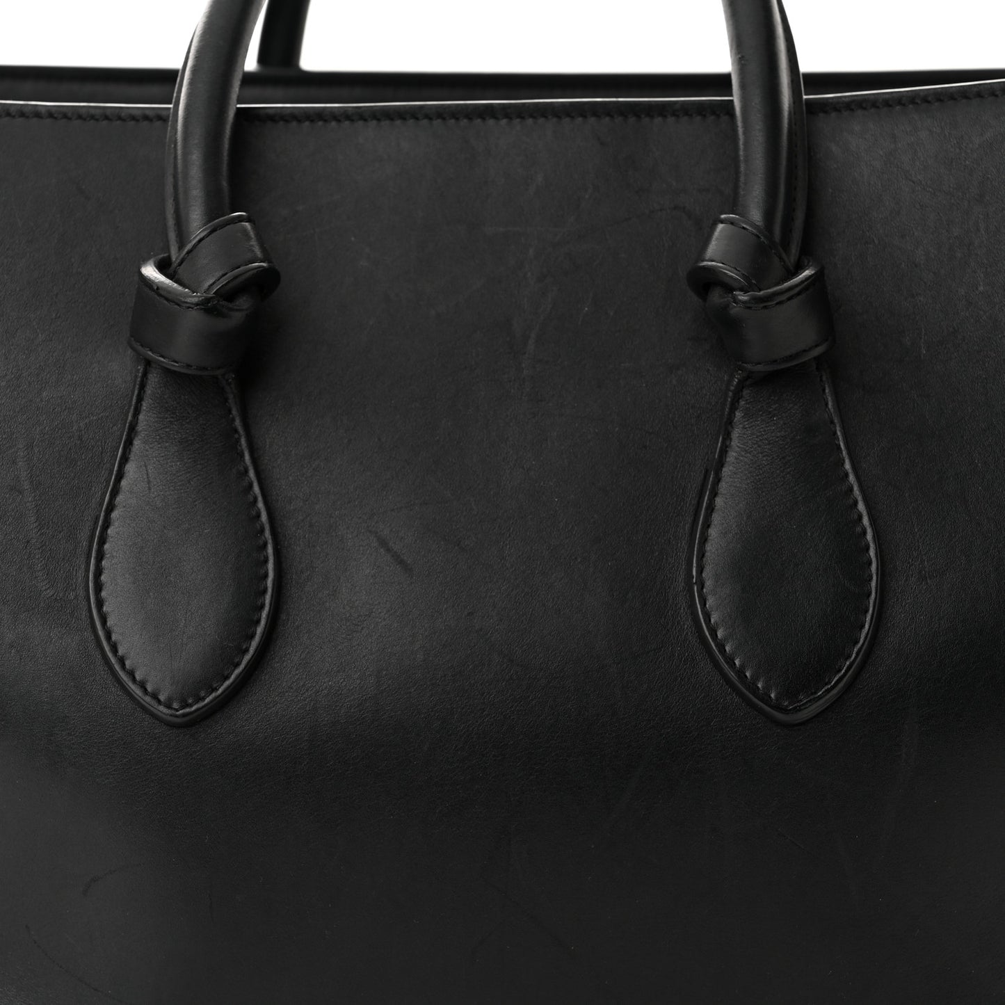Natural Calfskin Medium Tie Knot Tote Black