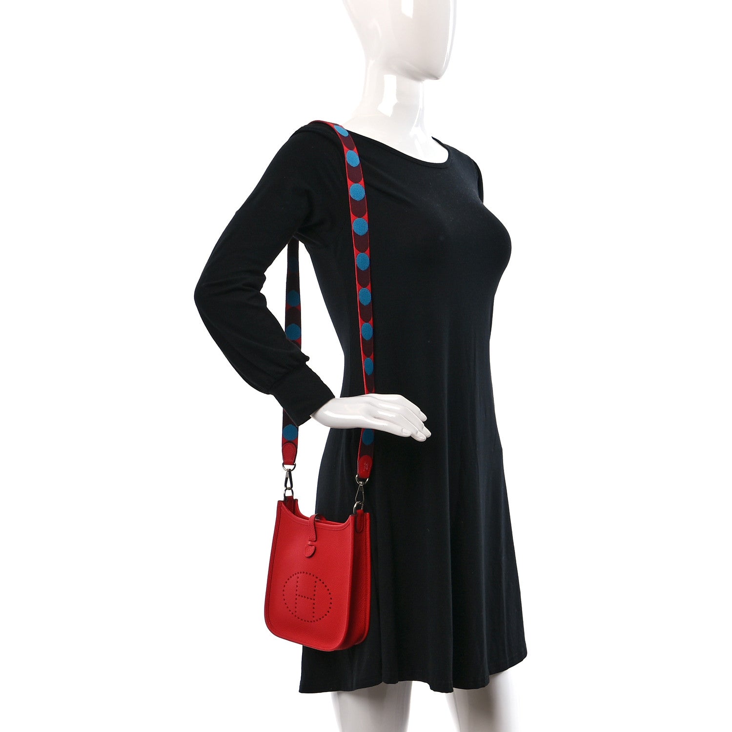 Hermes Taurillon Maurice Flipperball Sangle Evelyne TPM Rouge De Coeur Bleu Frida 2 of 11