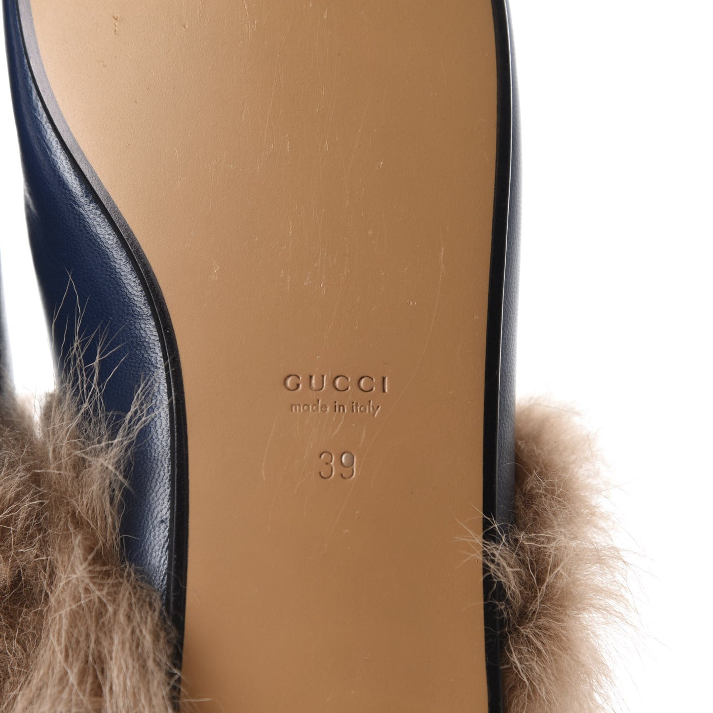 Malaga Kid Fur Womens Princetown Slippers 39 Blue Agata