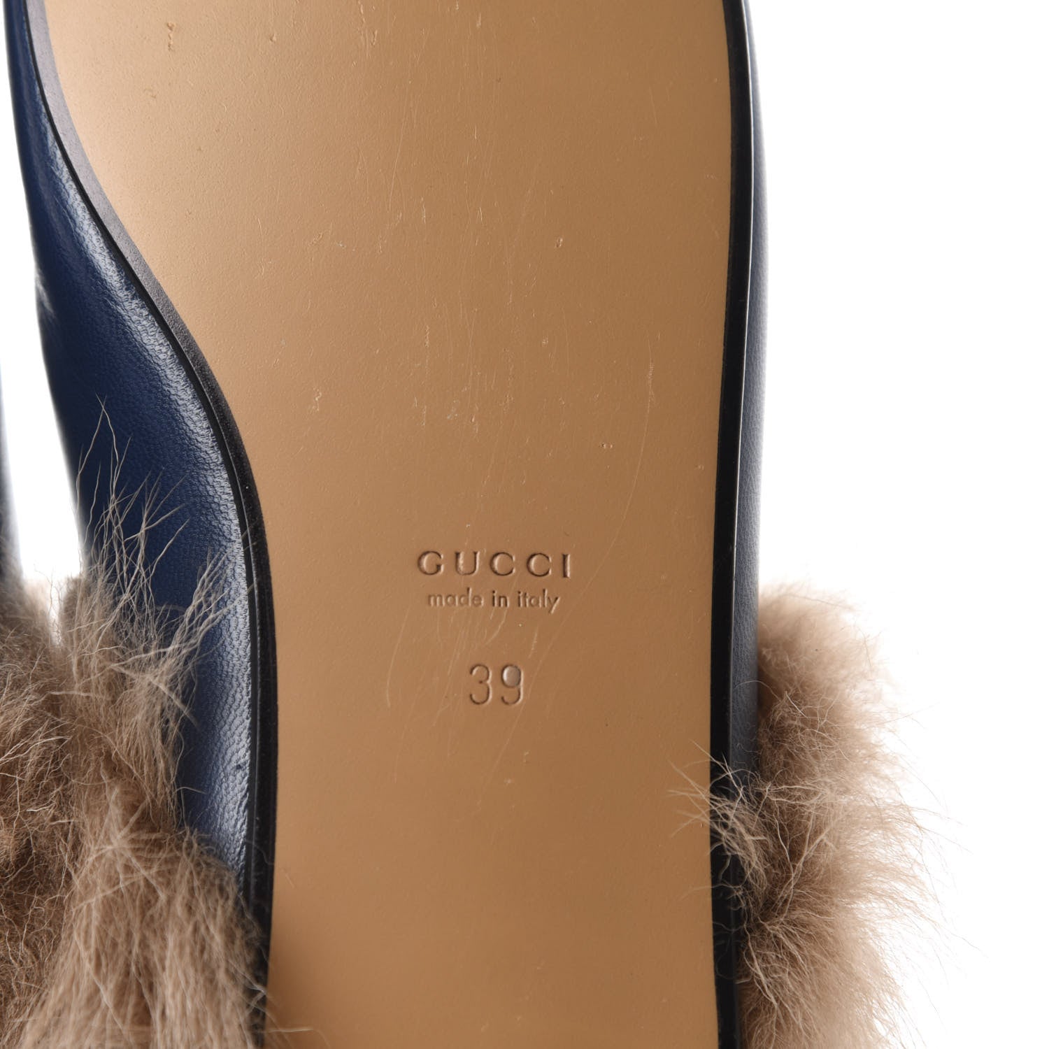 Gucci Malaga Kid Fur Womens Princetown Slippers 39 Blue Agata 8 of 9