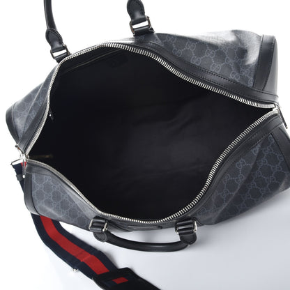 Gucci Soft GG Supreme Monogram Appia Calfskin Web Large Carry On Duffle Bag Black Grey 5 of 11