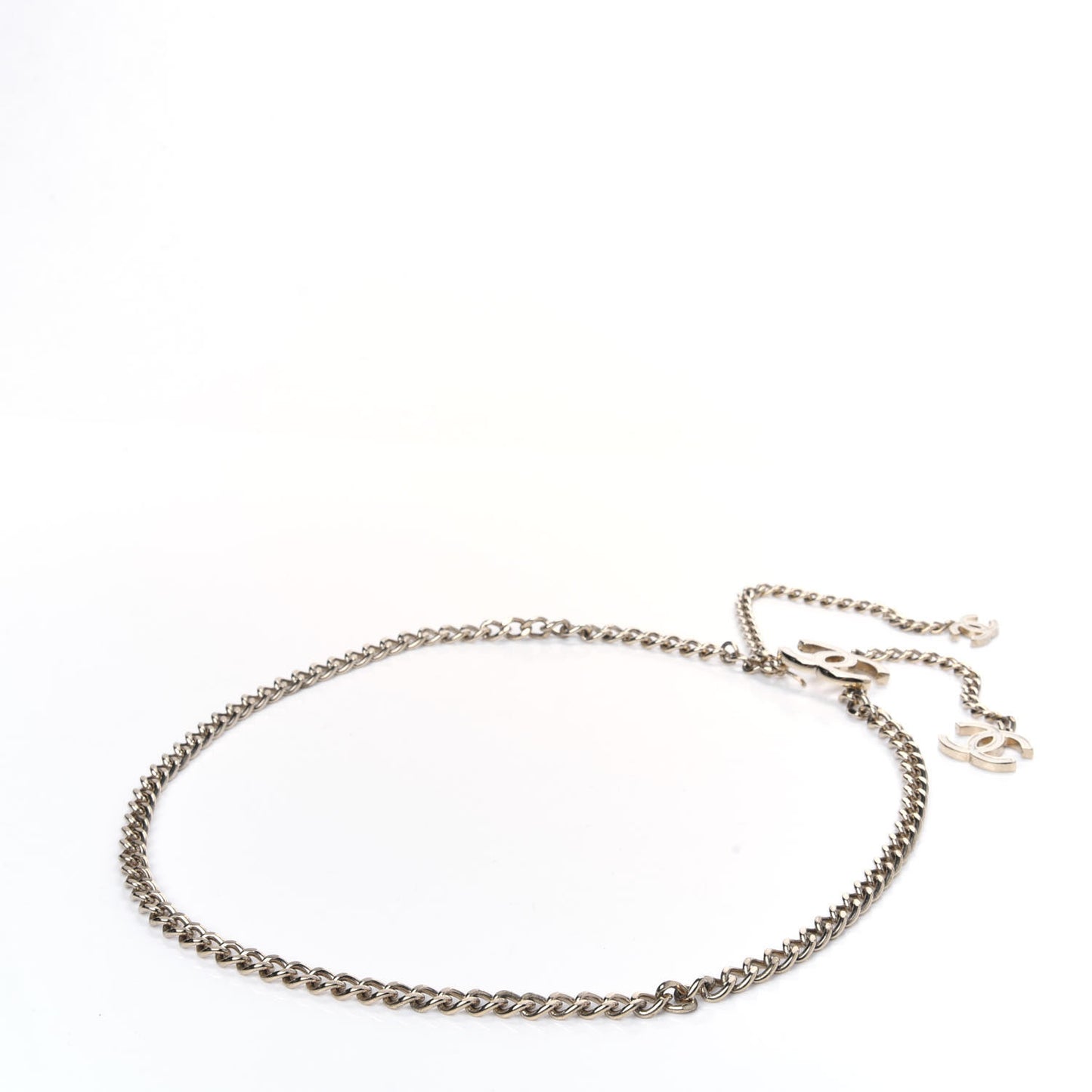 Enamel CC Chain Belt White Gold