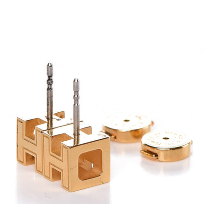 Hermes Gold Lacquered Cage d'H Earrings Framboise 3 of 4