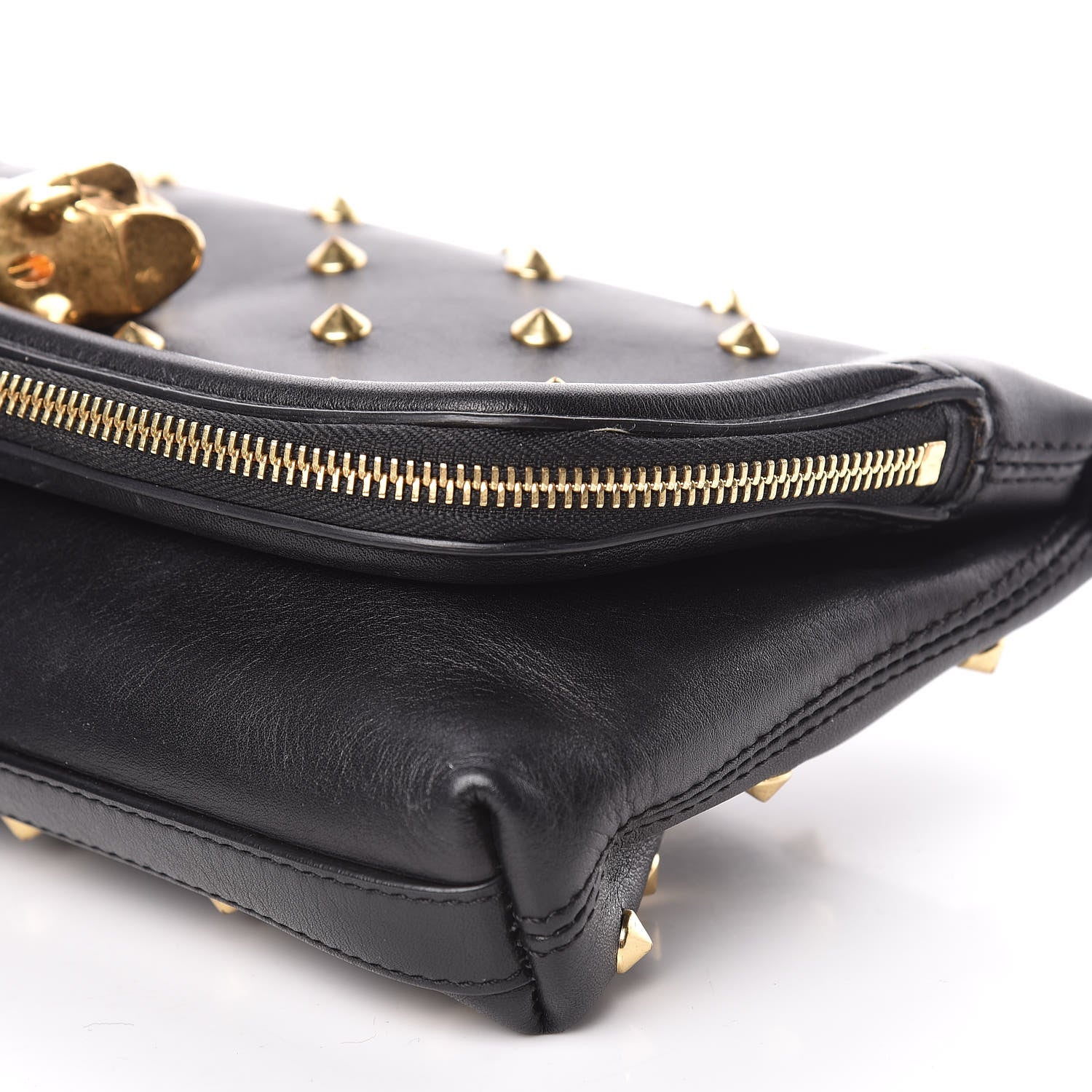 Alexander McQueen Calfskin Studded Padlock Skull Clutch Black 10 of 12