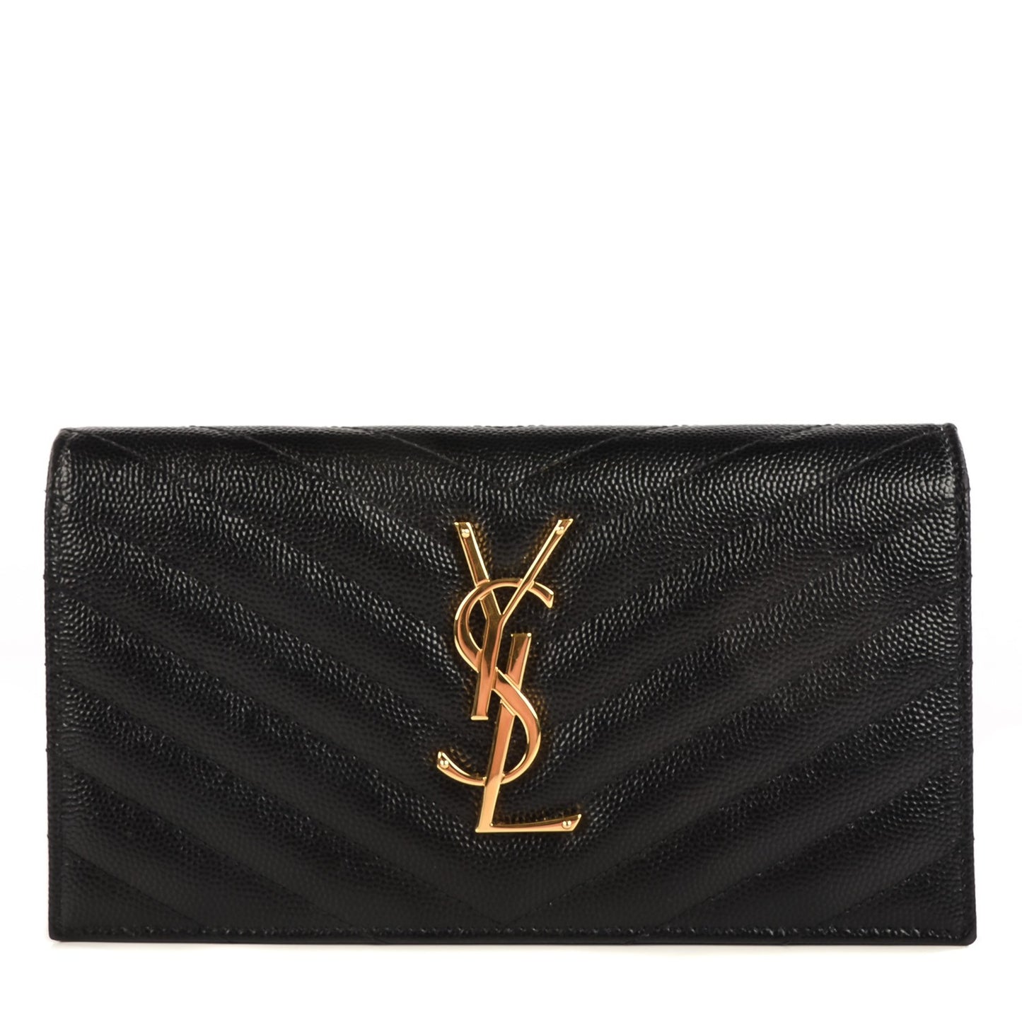 Grain De Poudre Matelasse Chevron Monogram Flap Wallet Black