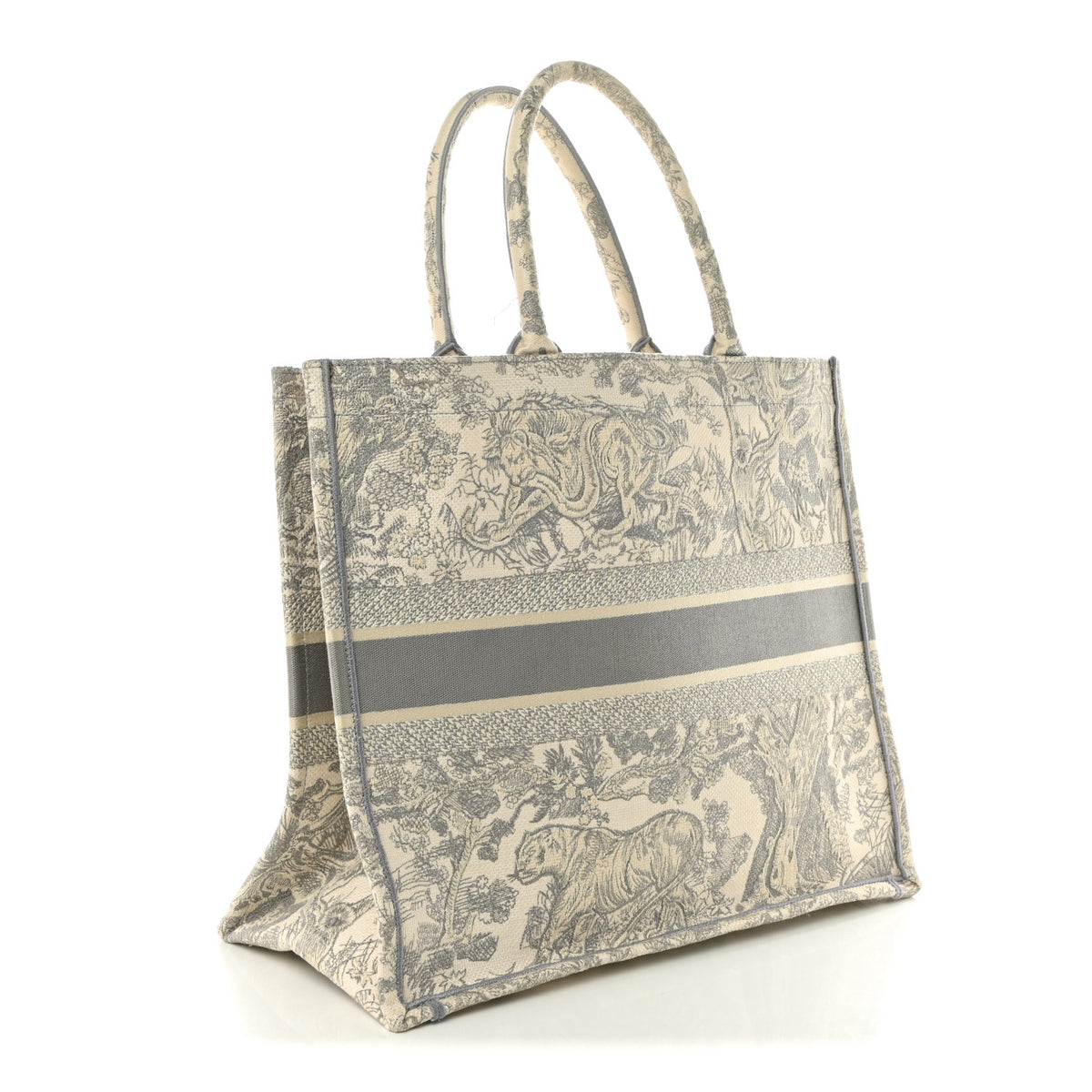 Christian Dior Canvas Embroidered Large Dioriviera Toile De Jouy Book Tote Gray 3 of 11