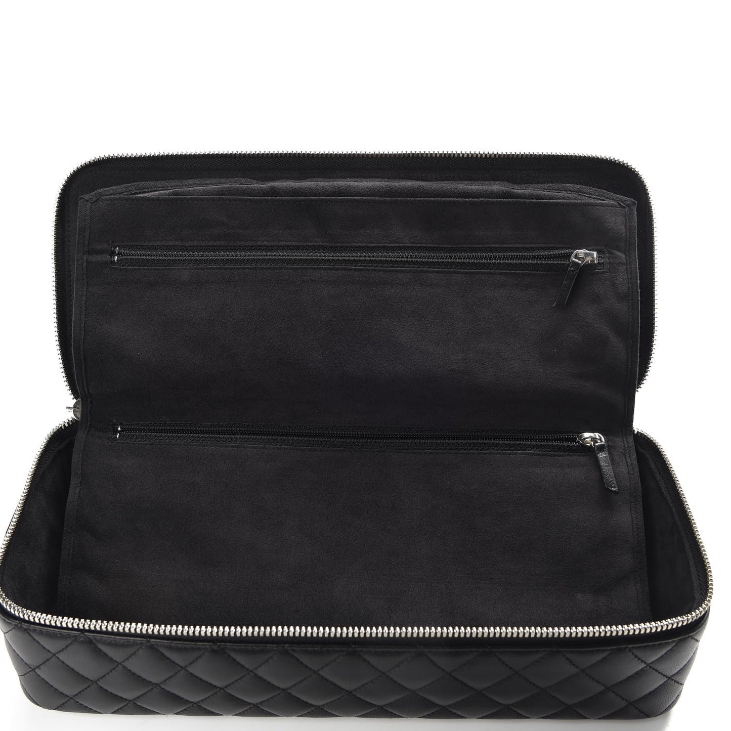 Lambskin Quilted Large Jewelry Case Black