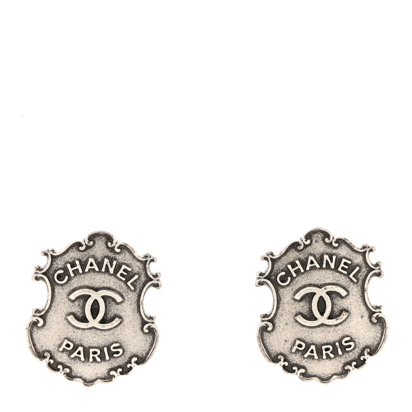 Metal Paris Dallas Sheriff Badge Stud Earrings Silver