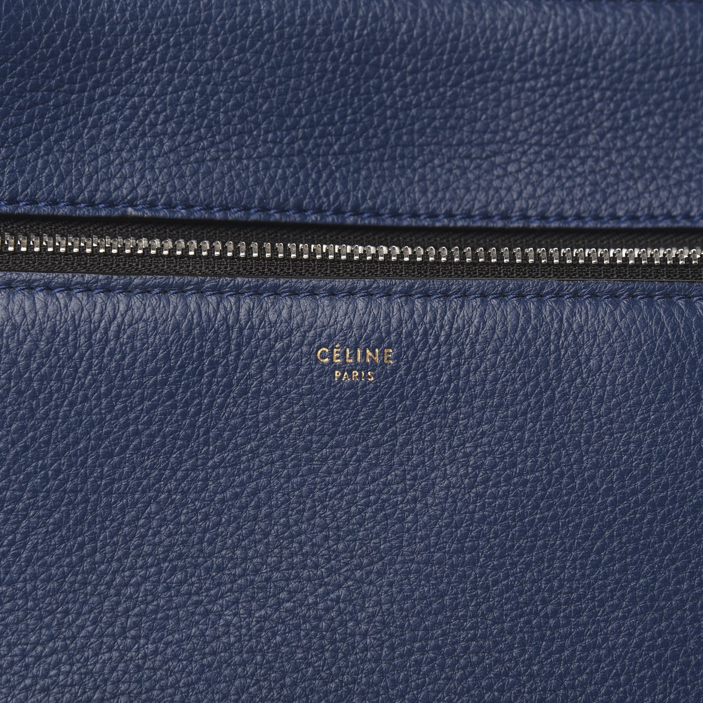 Drummed Calfskin Medium Edge Shoulder Bag Navy