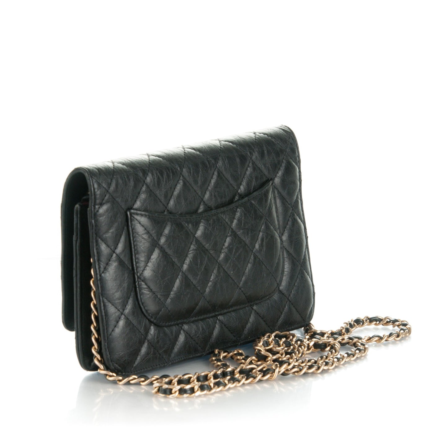 Aged Calfskin Quilted Reissue Wallet On Chain WOC Black