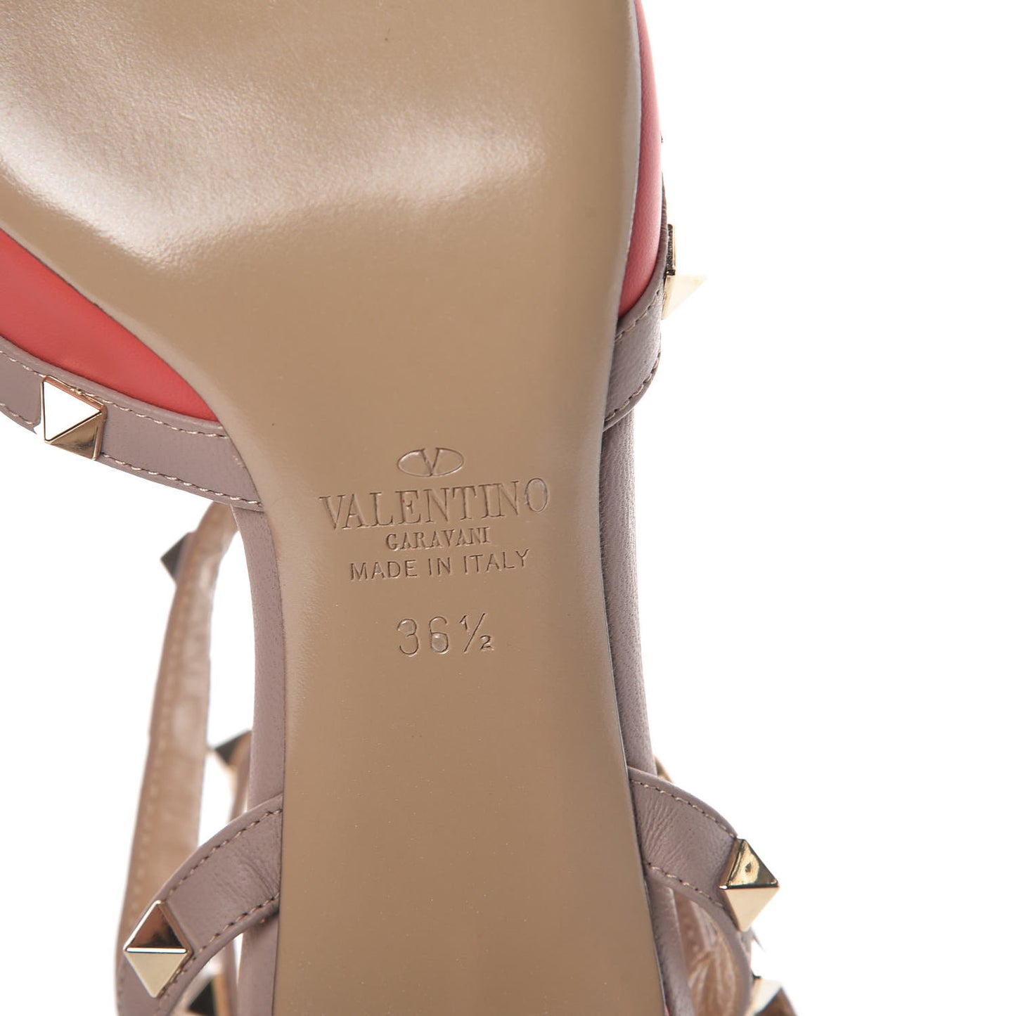 Nappa Rockstud Ankle Strap 65mm Pumps 36.5 Deep Coral Poudre
