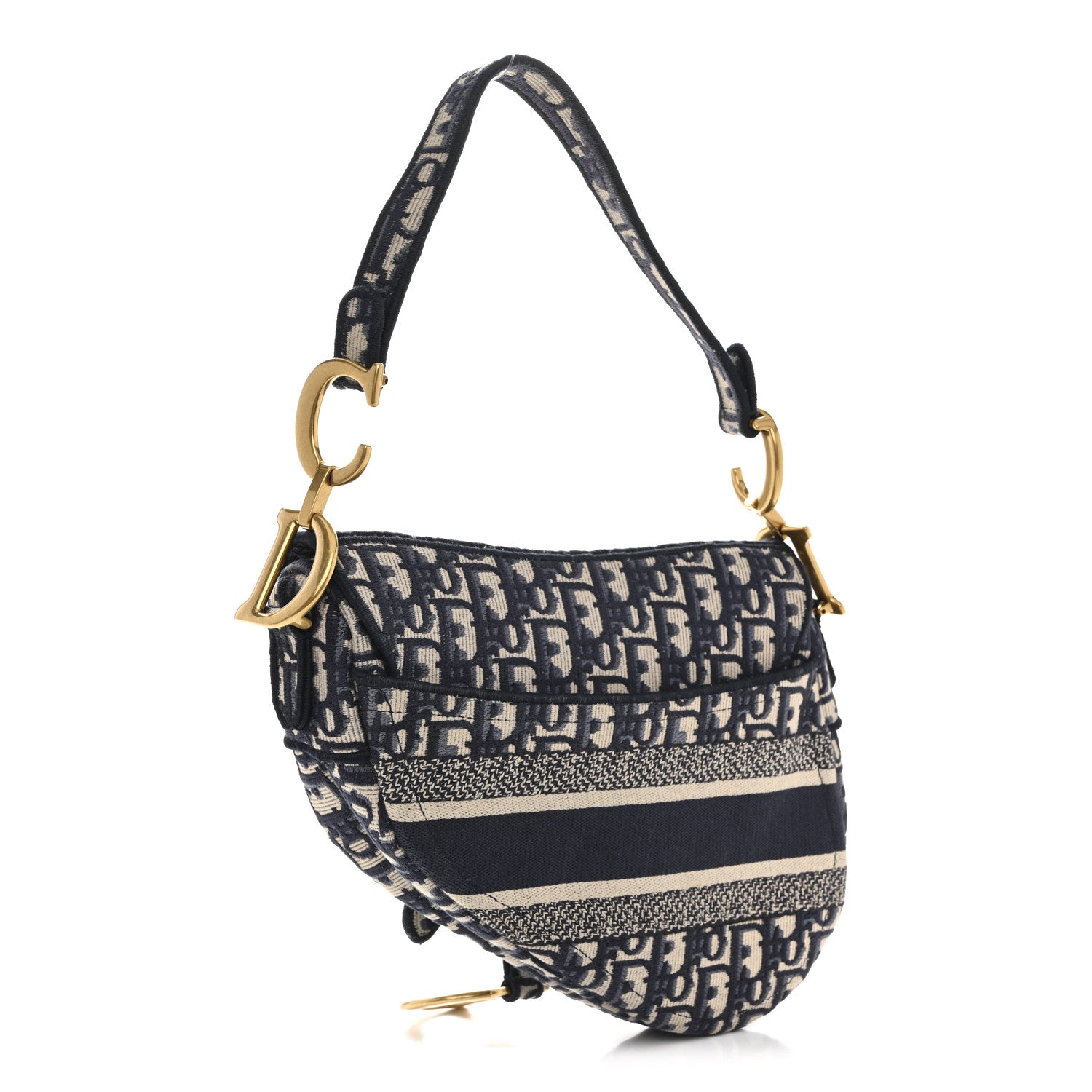 Christian Dior Oblique Embroidered Saddle Bag Blue 3 of 12