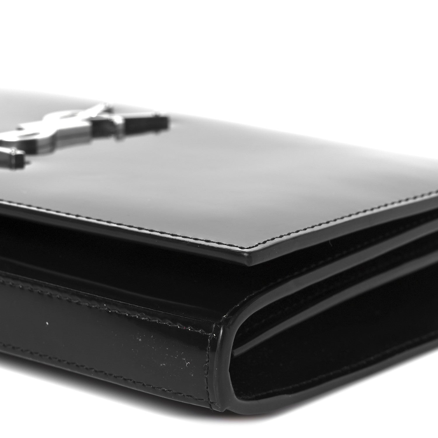 Saint Laurent Patent Calfskin Monogram Kate Wallet On Chain Black 9 of 9