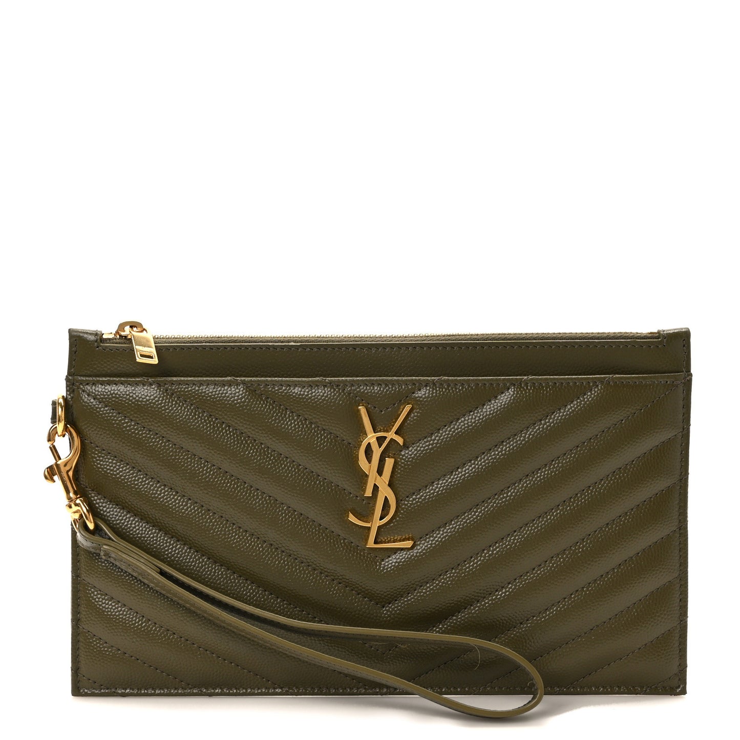 Grain De Poudre Chevron Monogram Large Bill Pouch Light Sage