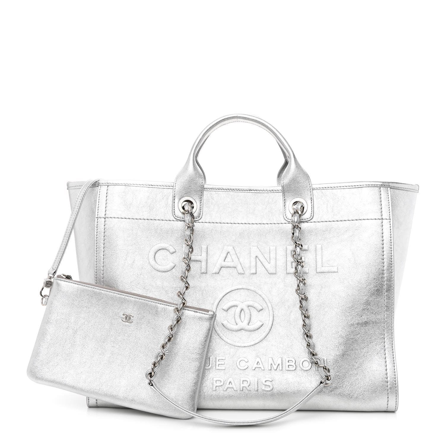 Chanel Metallic Calfskin Medium Deauville Tote Silver 1 of 13