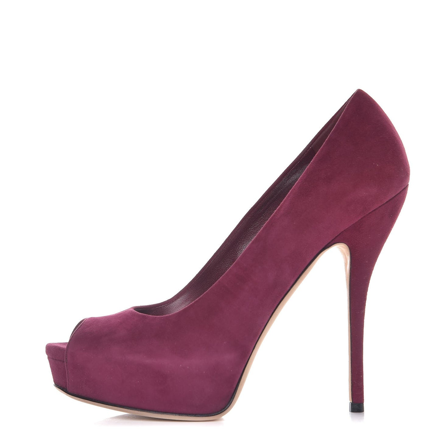 Suede Sofia Peep Toe Pumps 38.5 Fuchsia