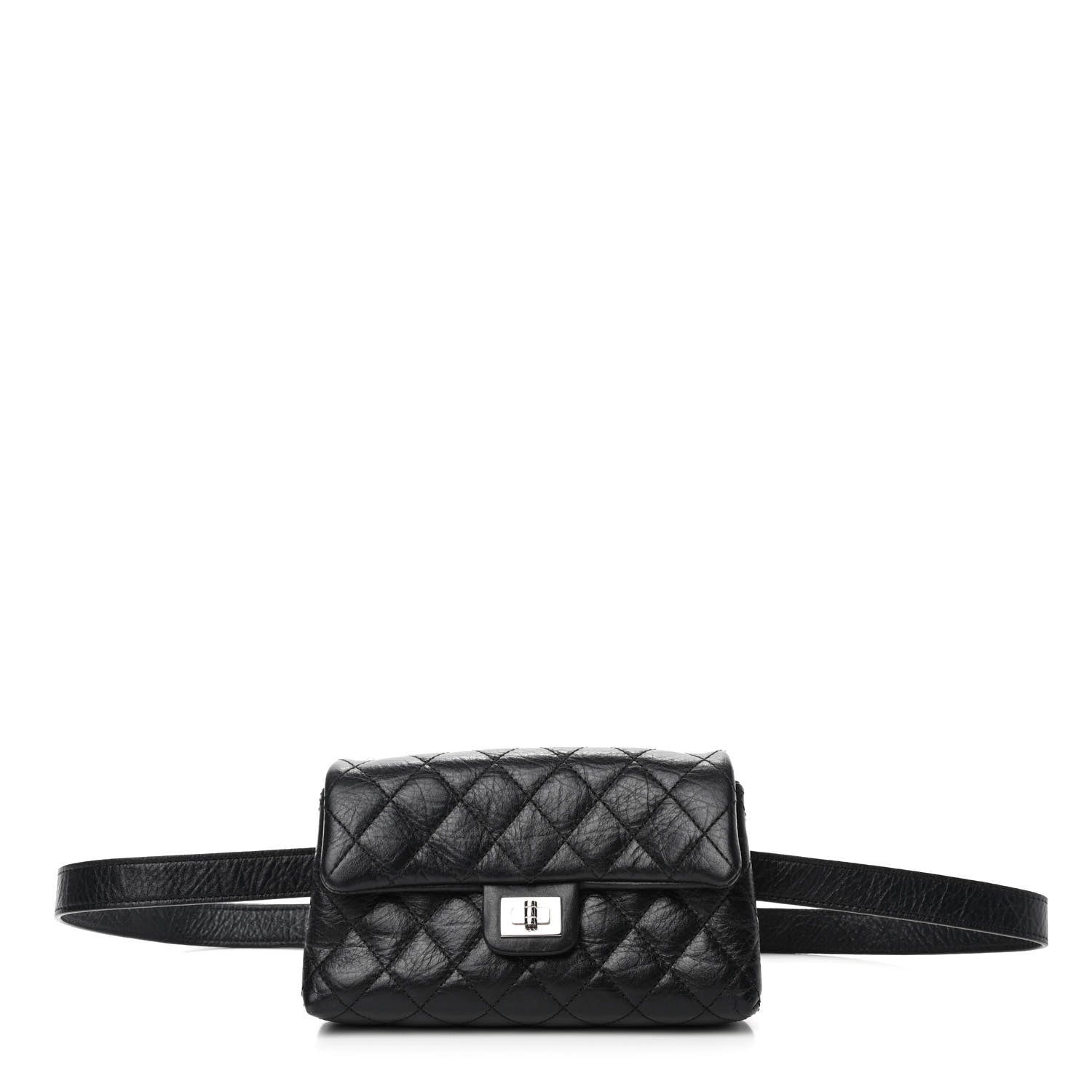 Chanel Calfskin Quilted 2.55 Reissue Flap Belt Bag Clutch Black 1 of 4