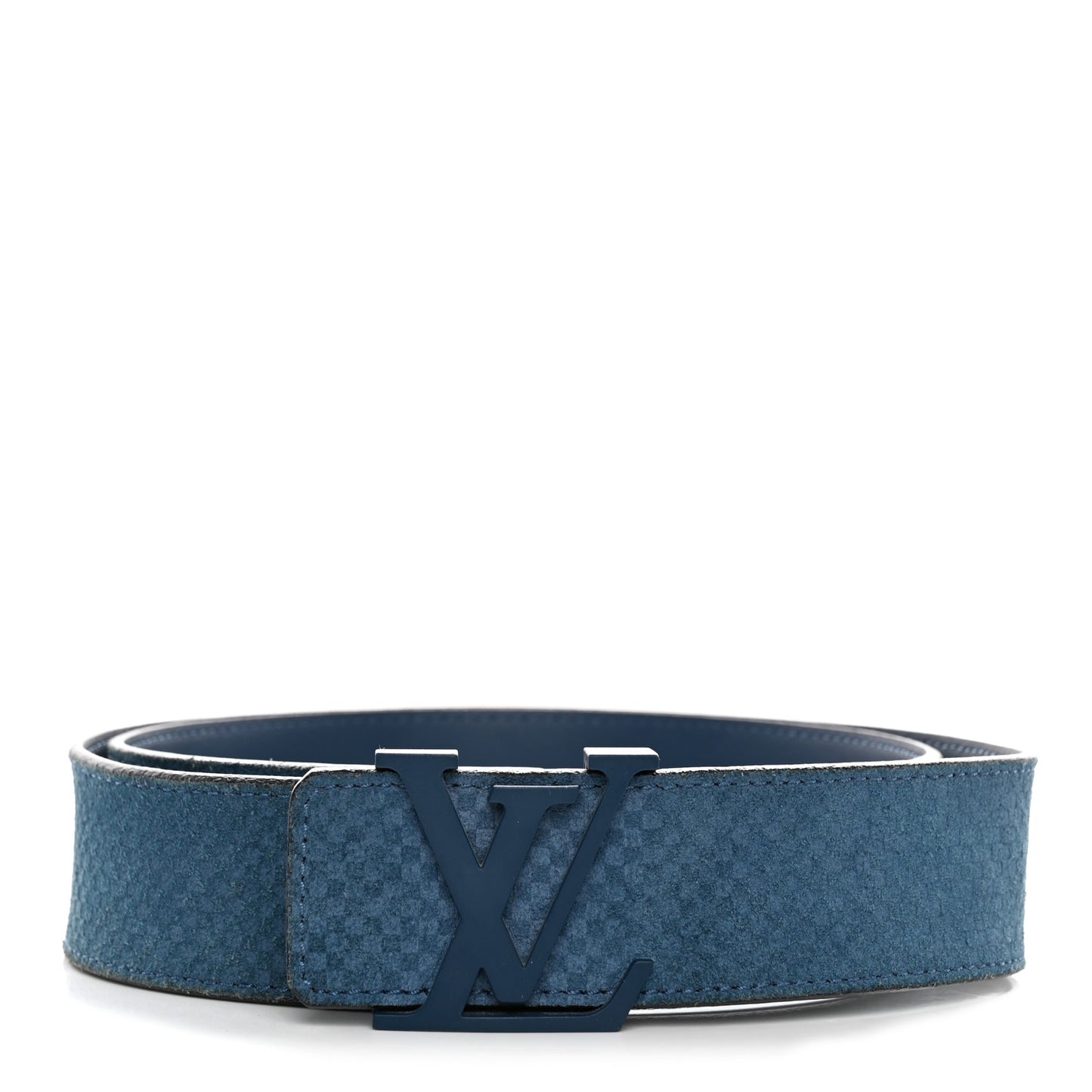 Suede Calfskin Mini Damier 40mm LV Initiales Belt 90 36 Blue