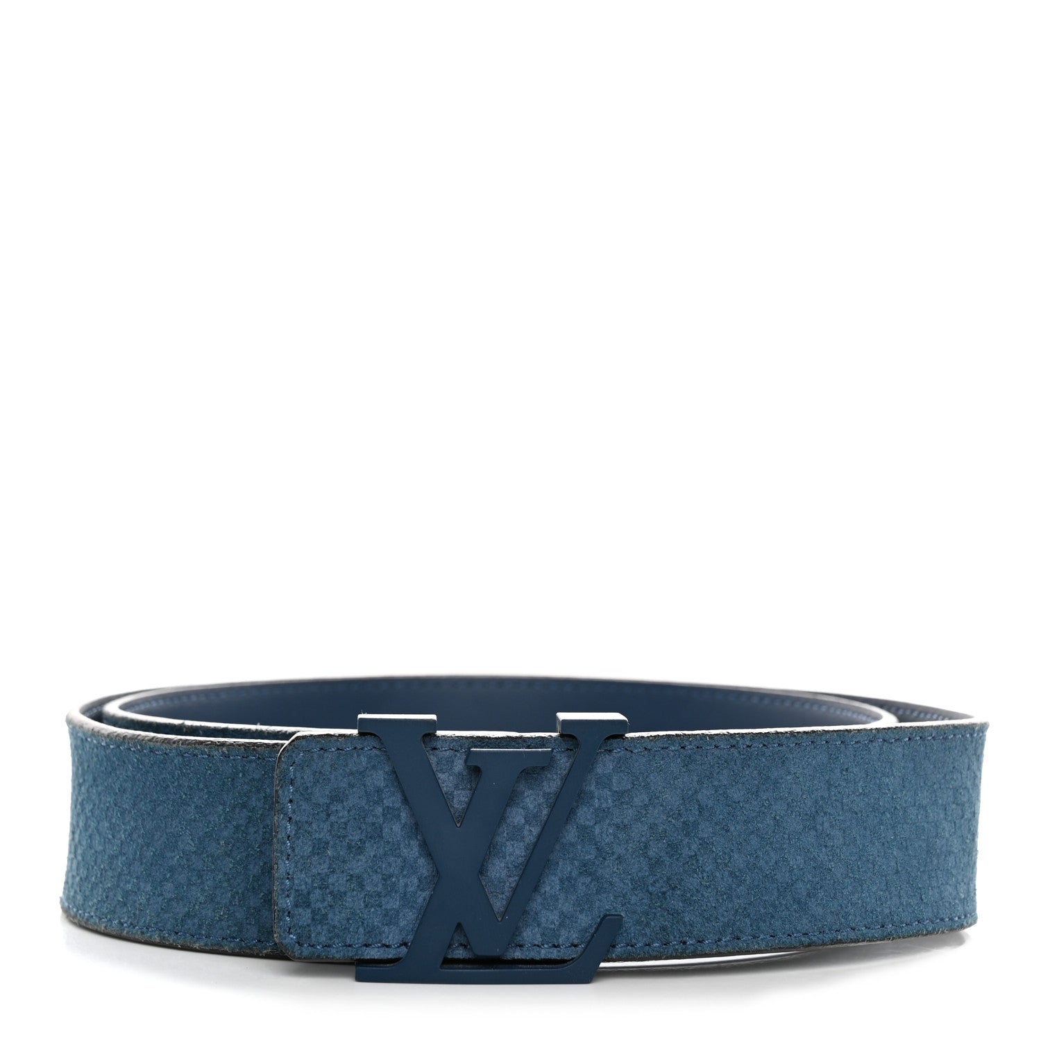 Louis Vuitton Suede Calfskin Mini Damier 40mm LV Initiales Belt 90 36 Blue 1 of 5