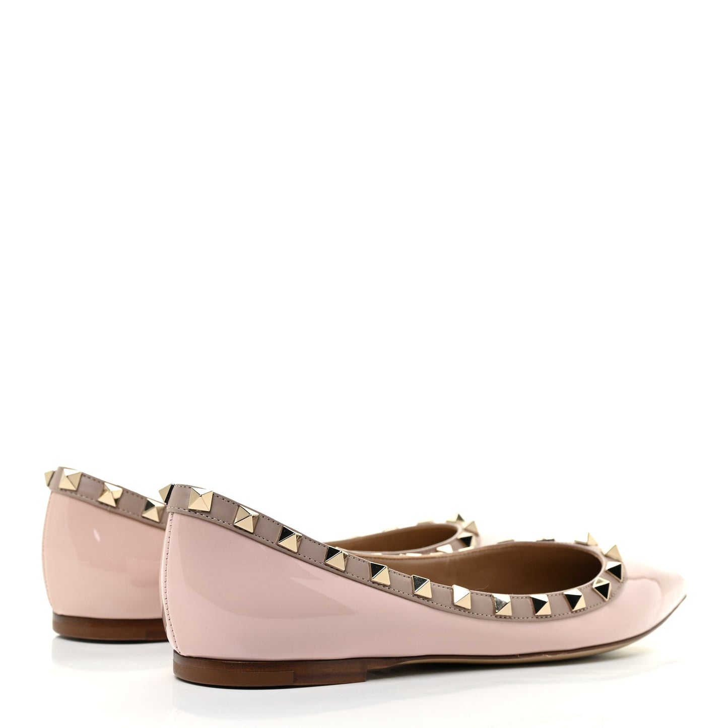 Patent Rockstud Ballerina Flats 37 Water Rose Poudre