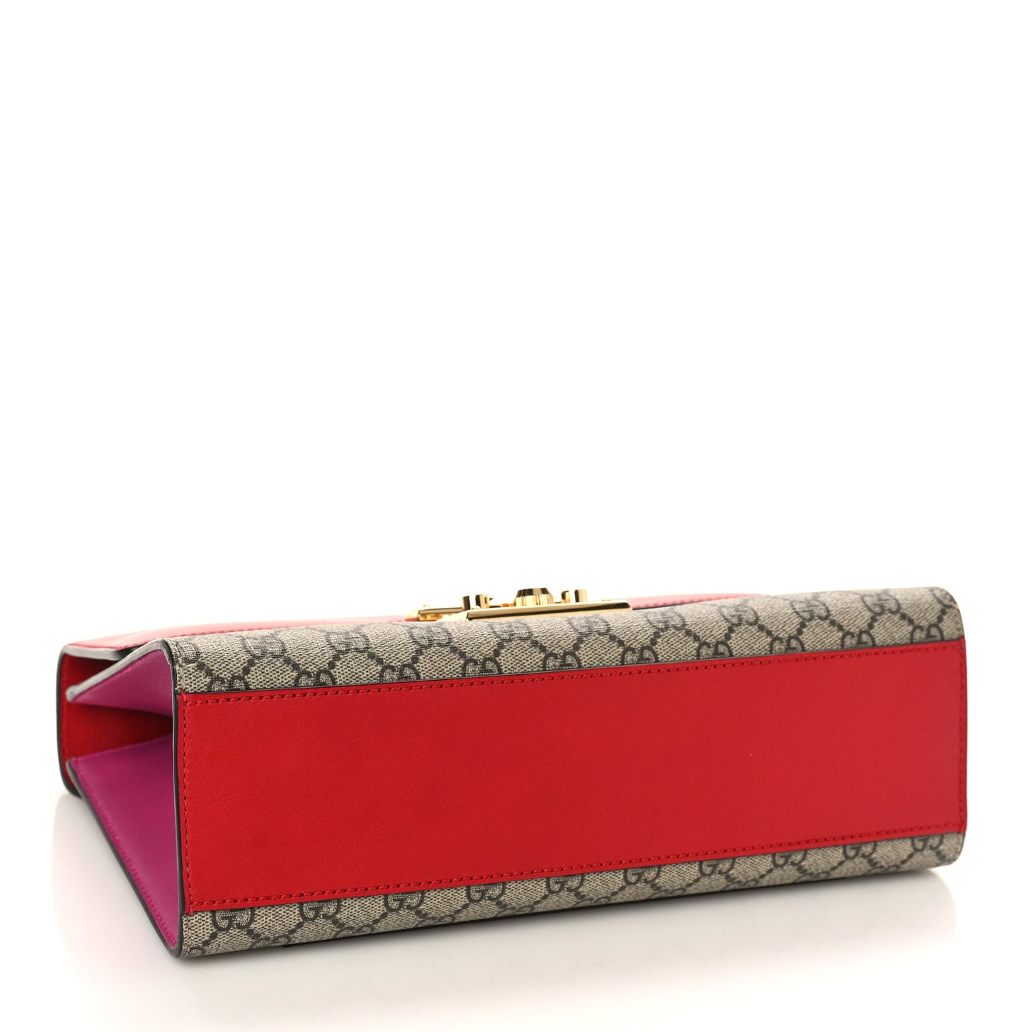 GG Supreme Monogram Calfskin Medium Padlock Shoulder Bag Beige Hibiscus Red New Rosette