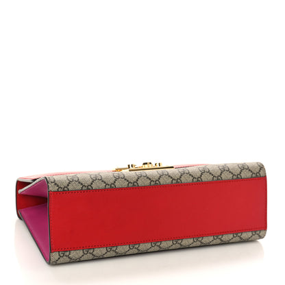Gucci GG Supreme Monogram Calfskin Medium Padlock Shoulder Bag Beige Hibiscus Red New Rosette 4 of 9