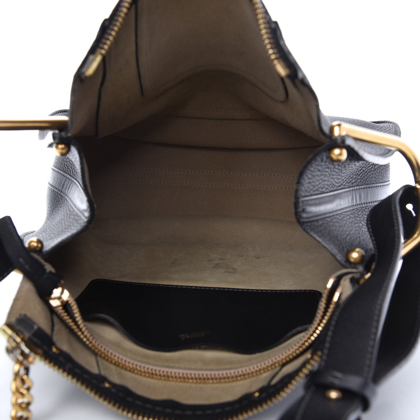 Grained Calfskin Small Hayley Hobo Black