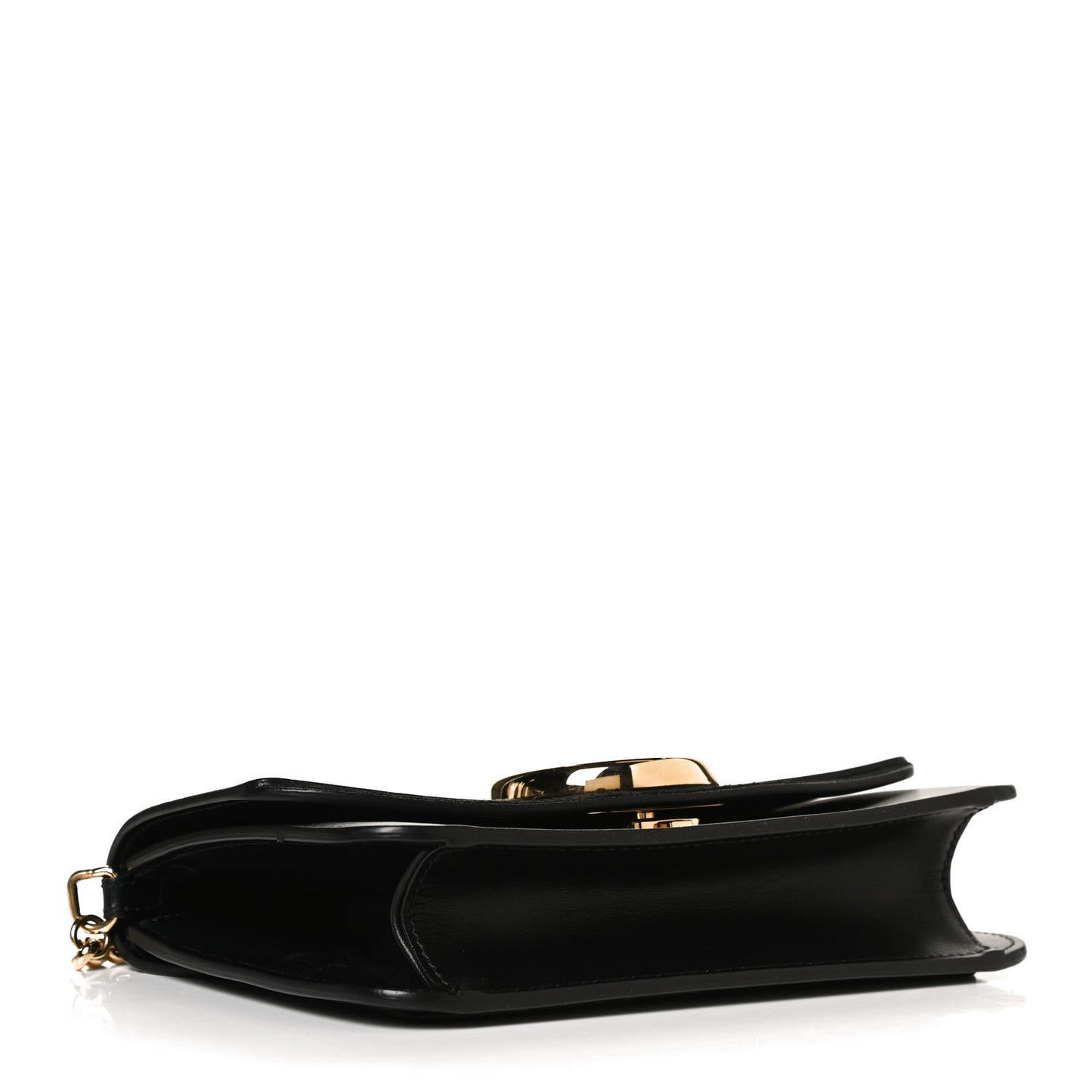 Calfskin Suede C Clutch With Chain Black