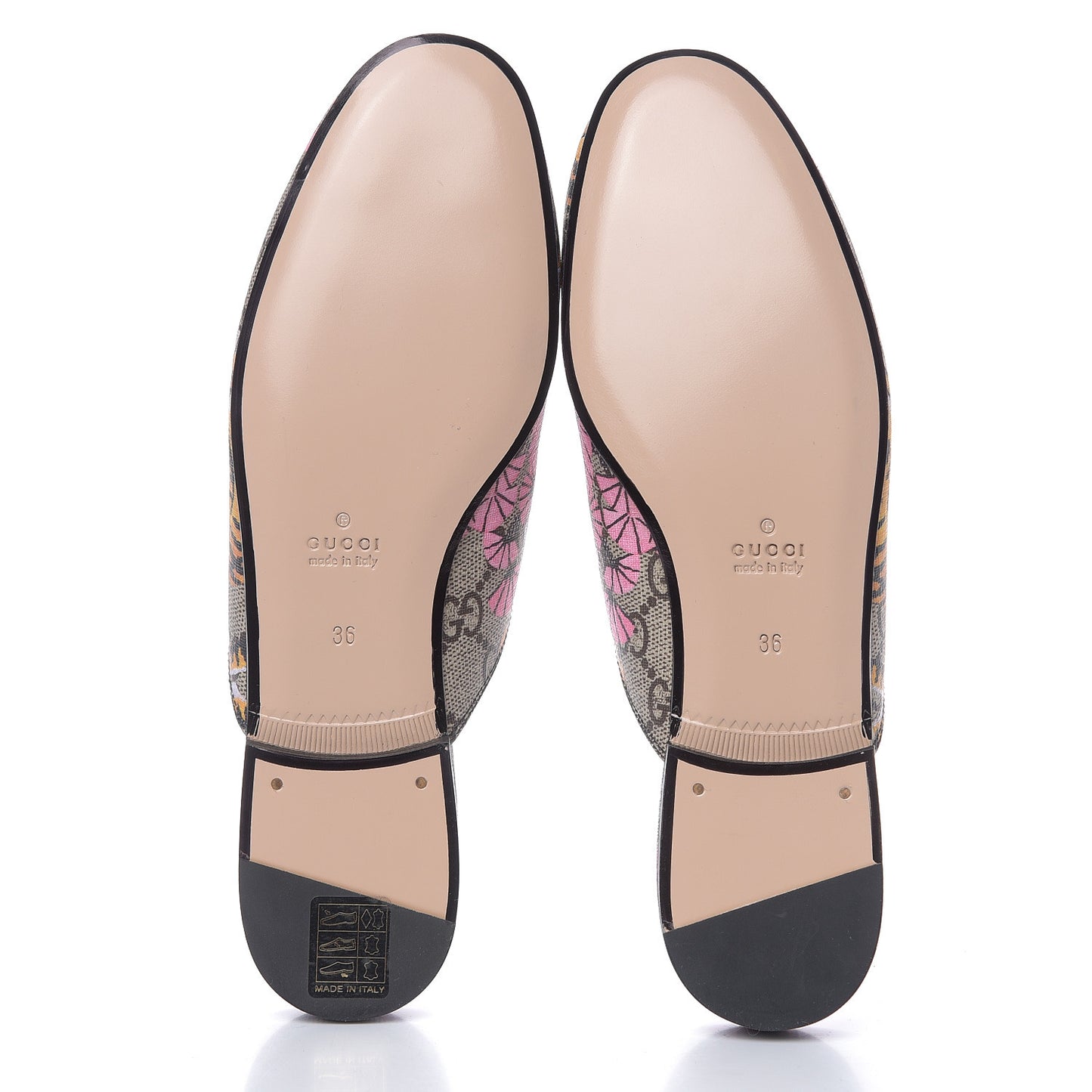 GG Supreme Monogram Bengal Womens Princetown Slippers 36 Beige Crop Pink