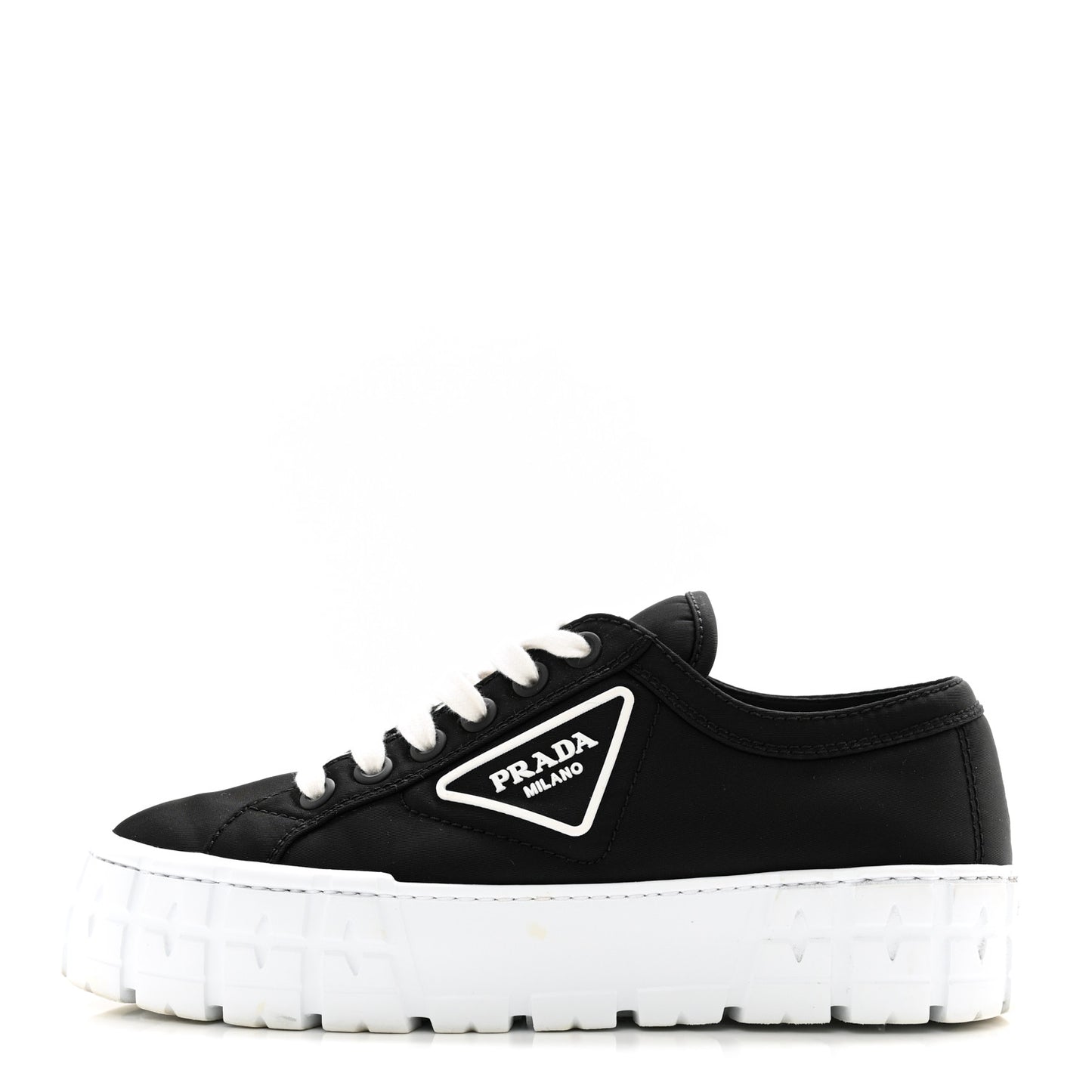 Re-Nylon Gabardine Triangle Logo Double Wheel 50mm Sneakers 38.5 Black