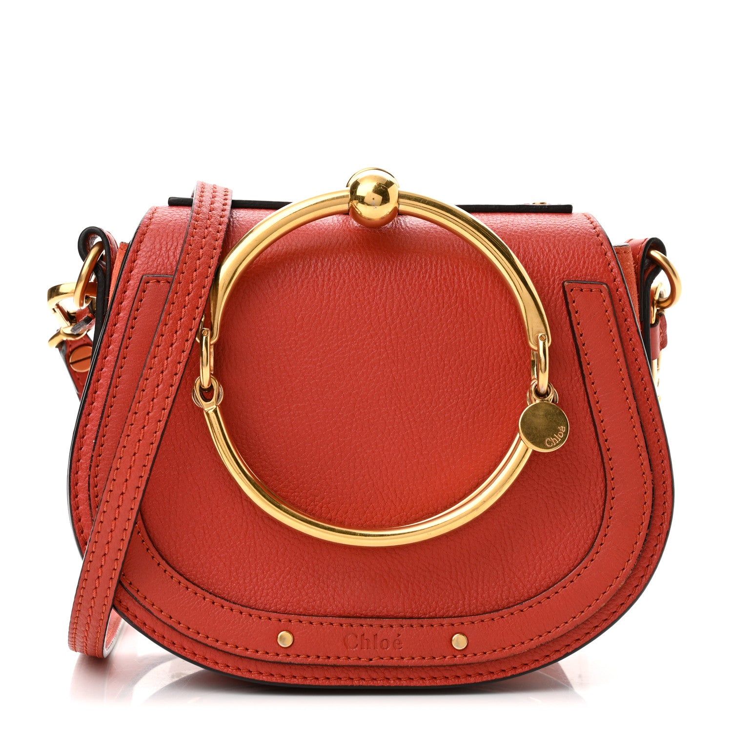 Chloe Calfskin Suede Small Nile Bracelet Bag Sepia Red 1 of 9