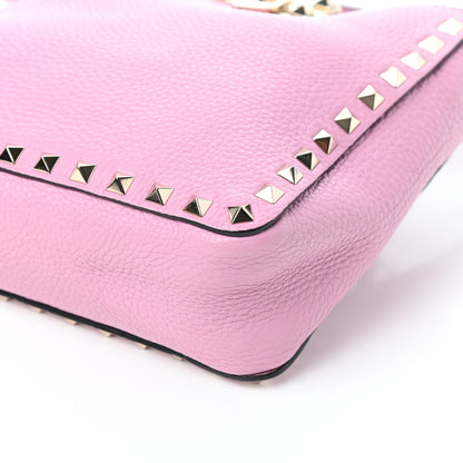 Valentino Garavani Pebbled Calfskin Mini Rockstud Flip-Lock Messenger Bag Pink 9 of 9