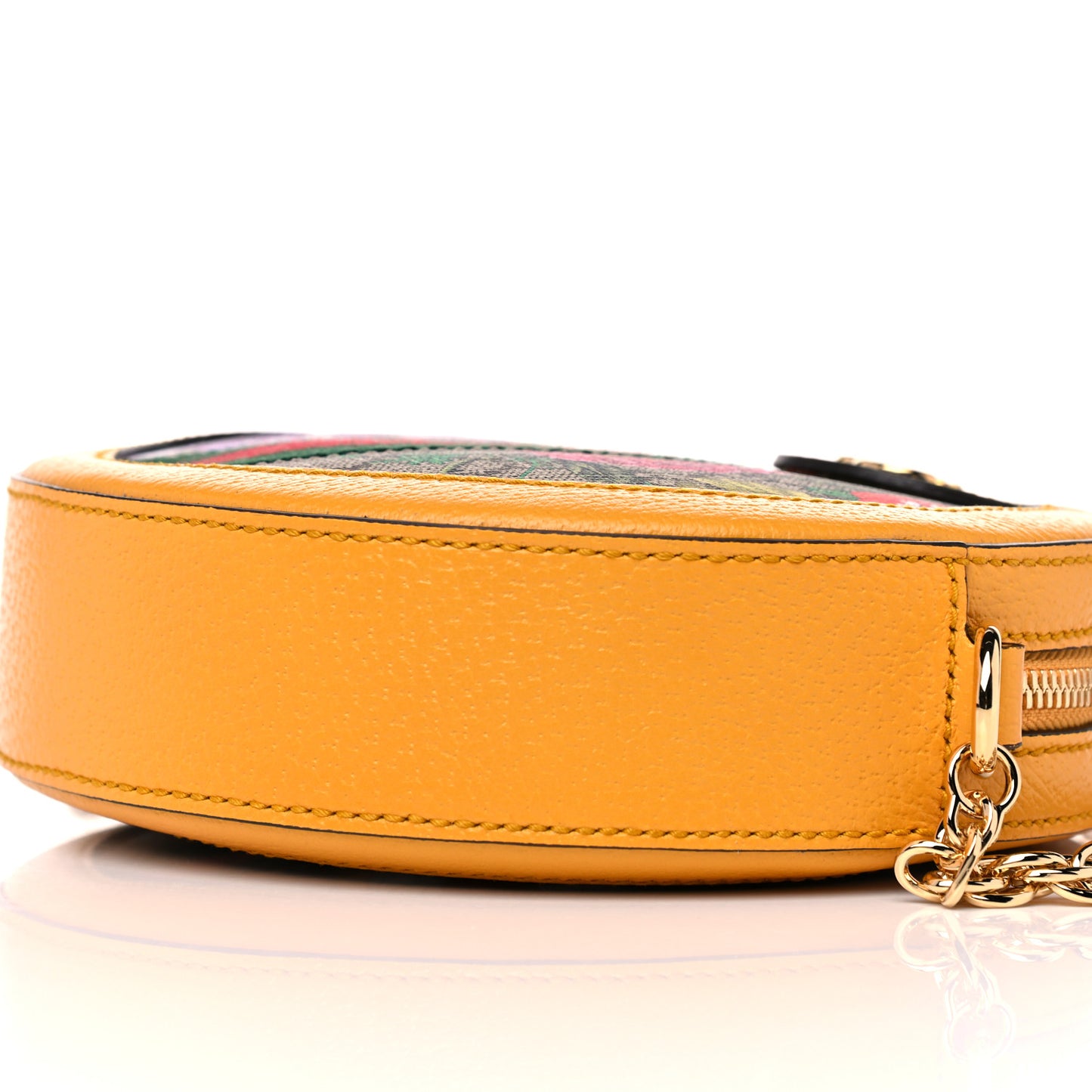 GG Supreme Monogram Flora Web Mini Ophidia Round Shoulder Bag Beige Multicolor Crop