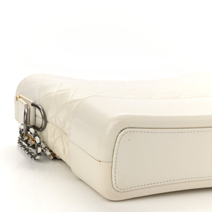 Chanel Patent Goatskin Quilted Medium Gabrielle Hobo White 9 of 11