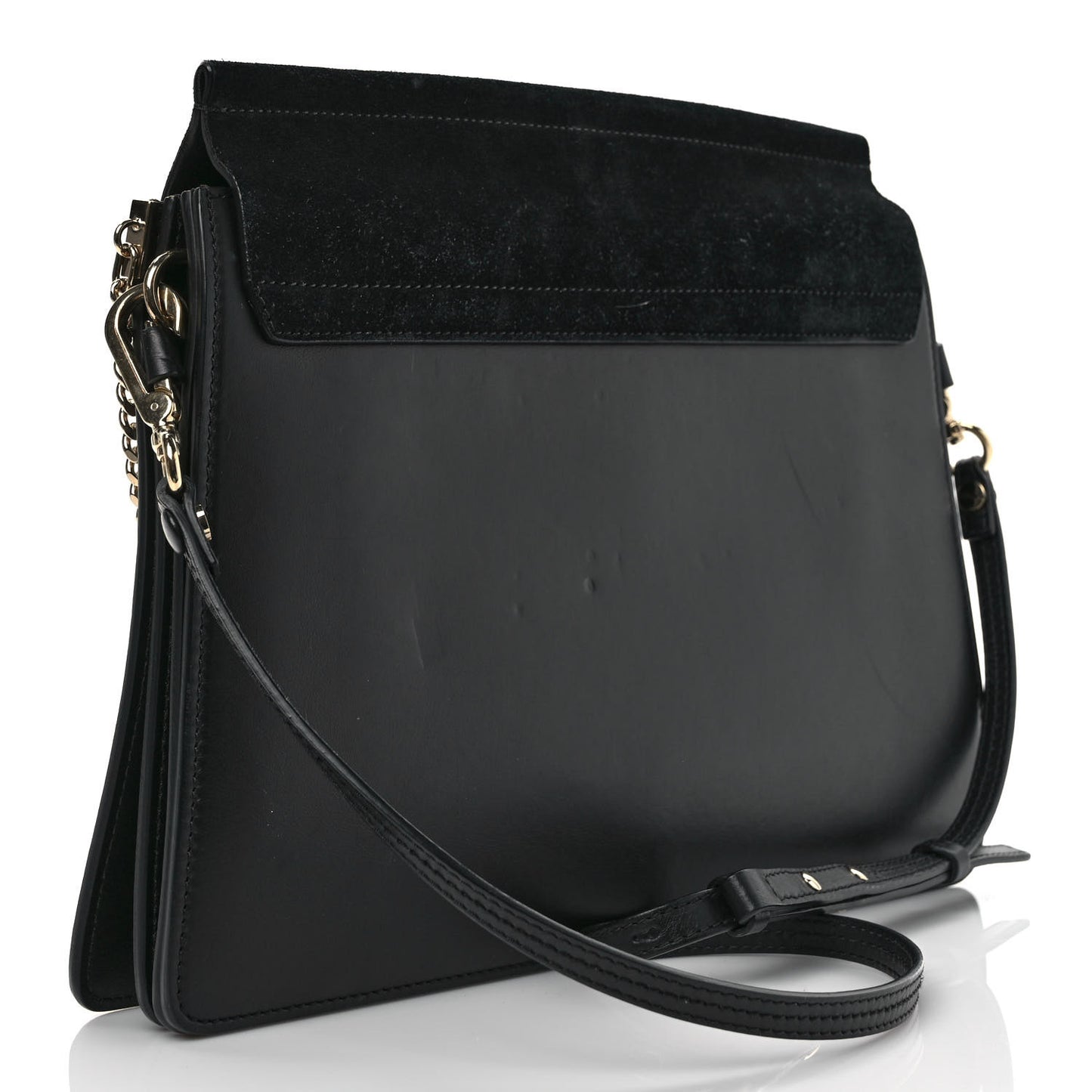 Suede Calfskin Medium Faye Shoulder Bag Black