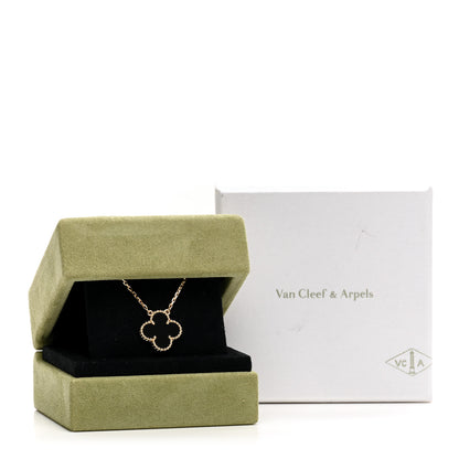 Van Cleef & Arpels VAN CLEEF & ARPELS 18K Yellow Gold Black Onyx Vintage Alhambra Pendant Necklace 6 of 6