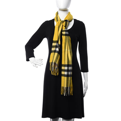 Burberry Cashmere Giant Check Fringe Scarf Yellow 2 of 5