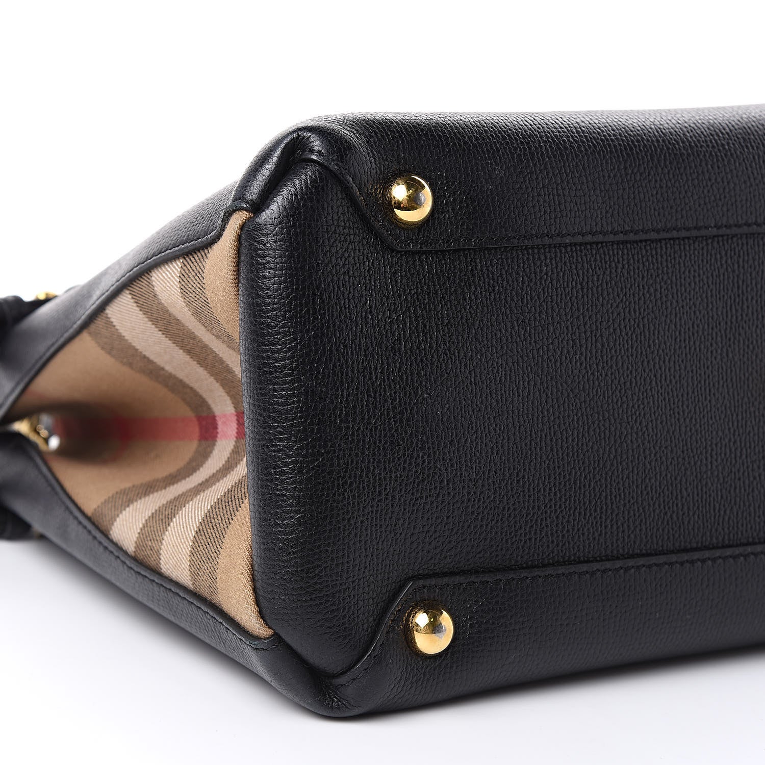 Burberry Grainy Calfskin House Check Medium Banner Tote Black 8 of 11