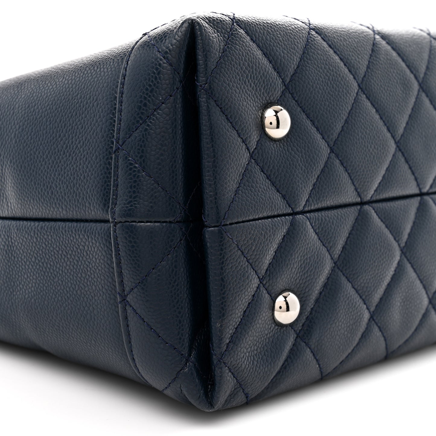 Soft Caviar CC Medium Top Handle Tote Navy Blue