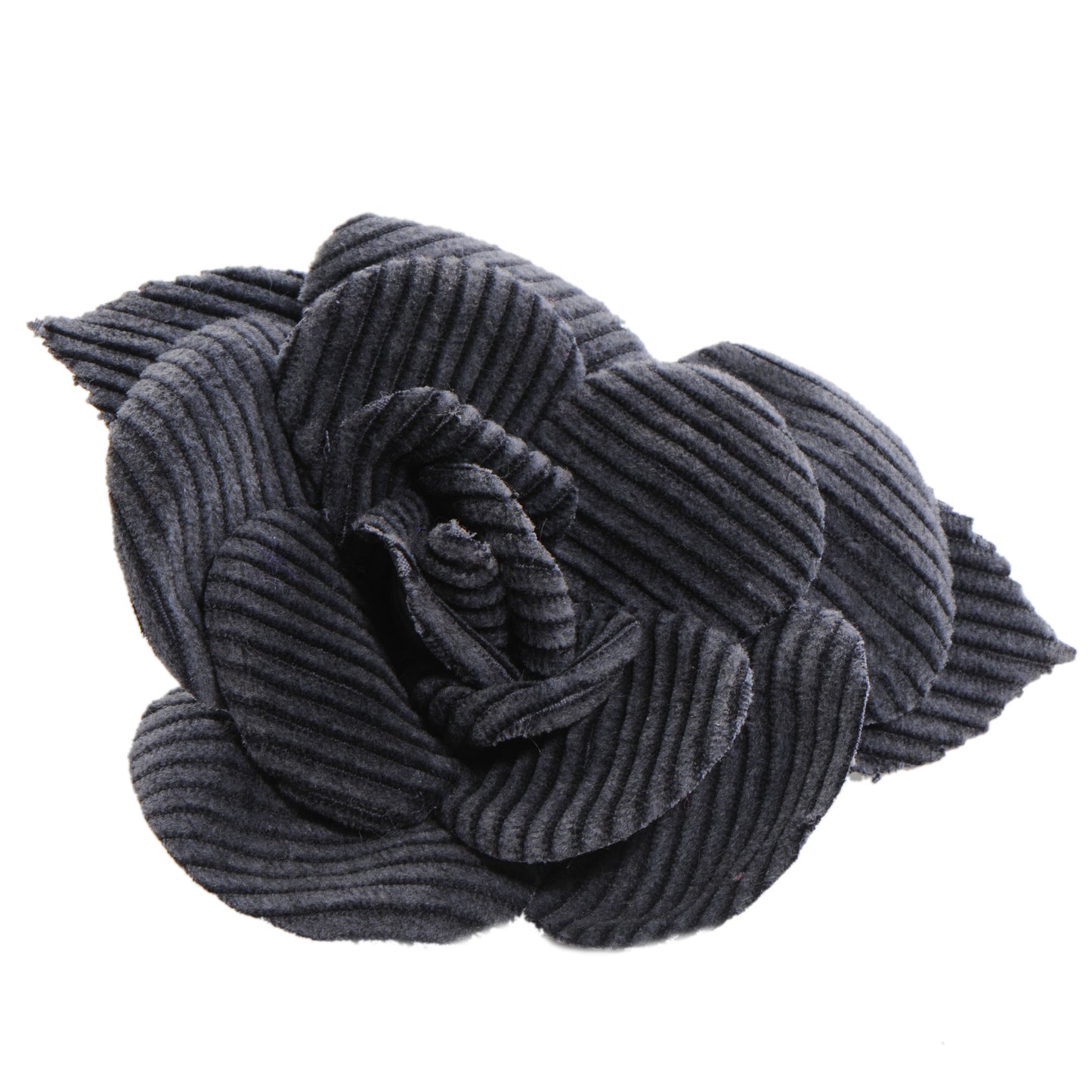 Corduroy Camellia Pin Brooch Dark Gray