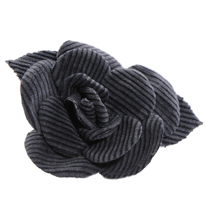 Chanel Corduroy Camellia Pin Brooch Dark Gray 1 of 4