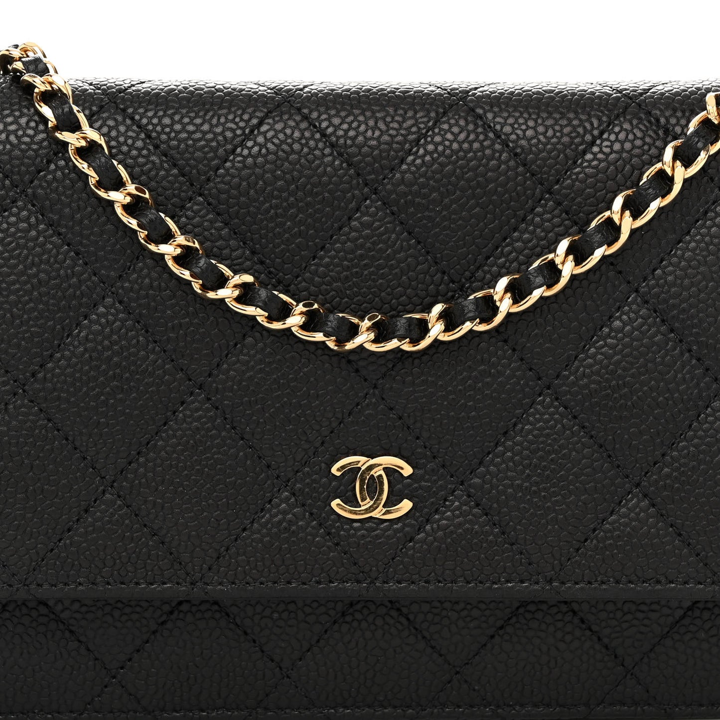 Caviar Quilted Wallet on Chain WOC Black