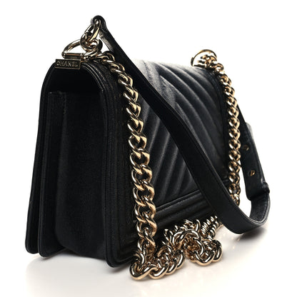 Chanel Caviar Chevron Quilted Medium Boy Flap Black 3 of 11