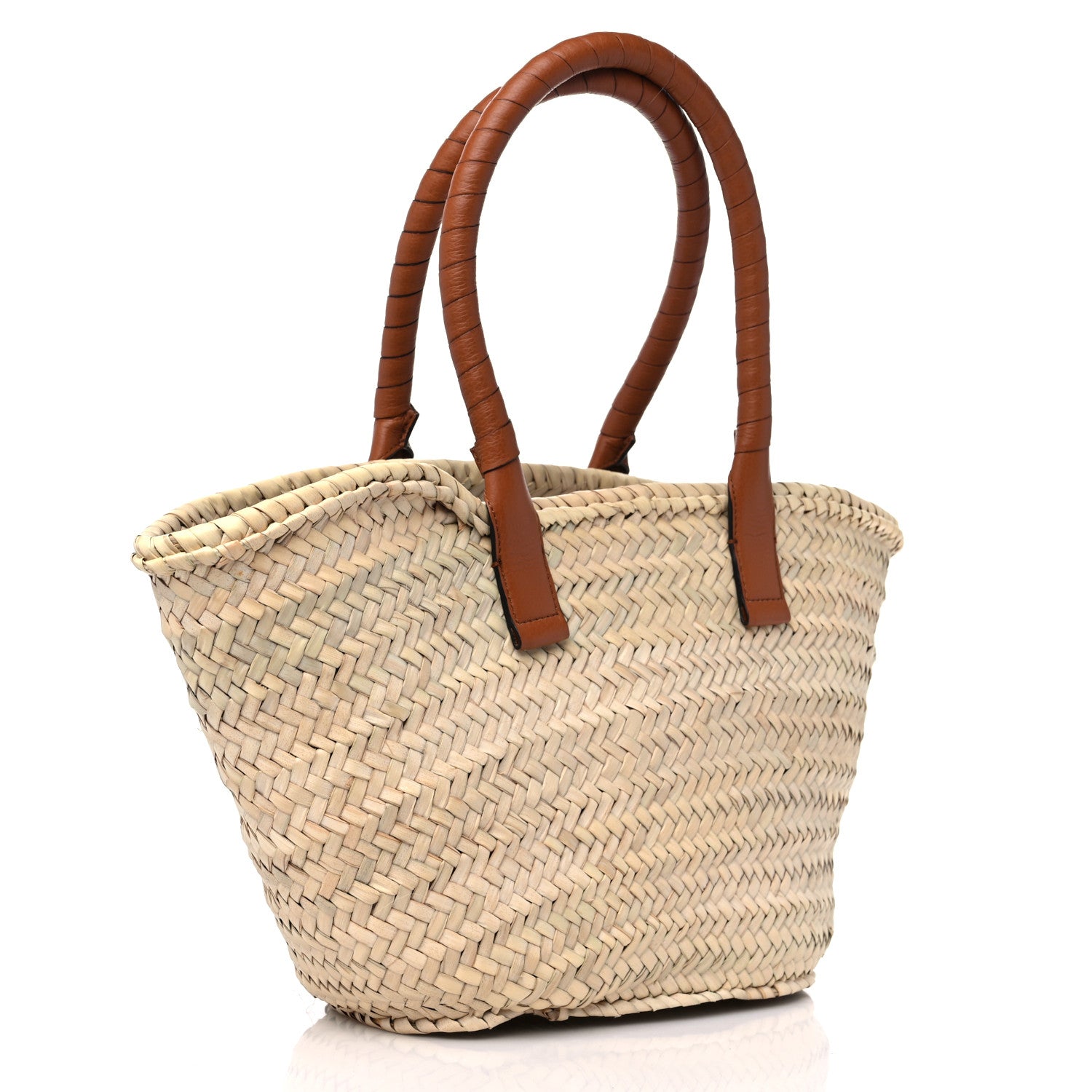 Chloe Raffia Small Grain Calfskin Medium Marcie Basket Tan 3 of 9
