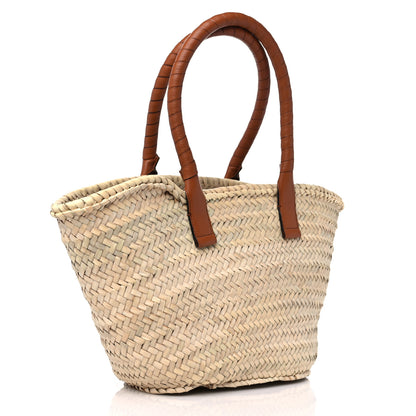 Chloe Raffia Small Grain Calfskin Medium Marcie Basket Tan 3 of 9