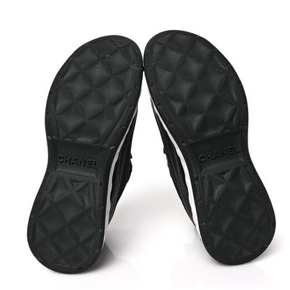 Chanel Velvet Calfskin Mixed Fibers CC Sneakers 38.5 Black 6 of 8