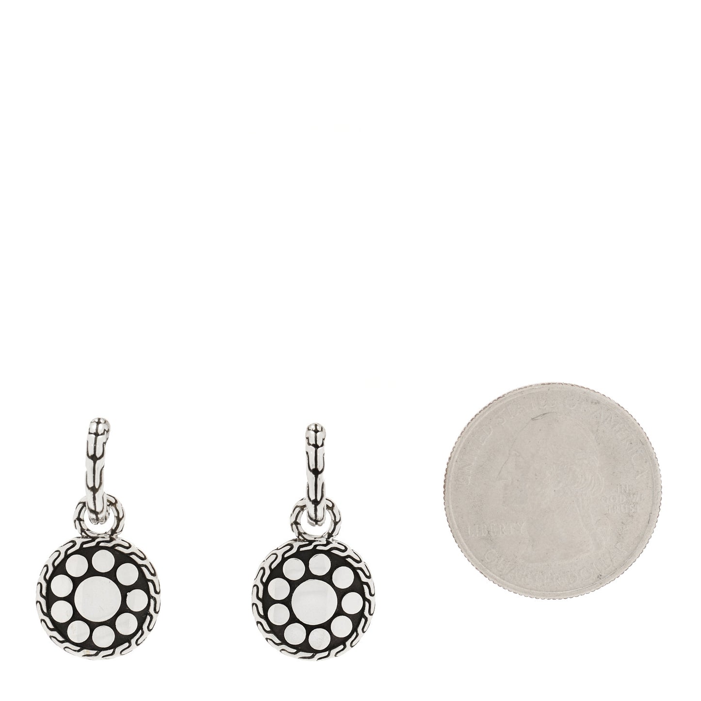 Sterling Silver Dot Disc Drop Earrings