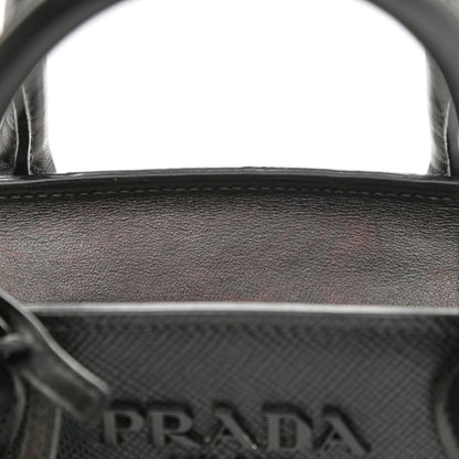 Prada Saffiano Cuir Calfskin Mini Monochrome Top Handle Tote Black 13 of 14